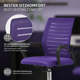 ML-Design Bürostuhl ergonomisch, Lila, Höhenverstellbarer Schreibtischstuhl mit Armlehnen, Computerstuhl mit atmungsaktiver Netzbespannung,