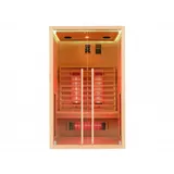 Infrarotkabine 2–3 Personen 1500W Rubystrahler Holz Klarglas Tür Fronteinstieg