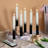 Eywamage Schwarze flammenlose Kerzen mit Fernbedienung, flackernde batteriebetriebene Halloween-LED-Kerzenleuchter Set aus 6