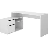 Dmora Schreibtisch Ddiaw, Mehrzweck-Schreibtisch fÃ1/4r BÃ1/4ro oder Schlafzimmer, Mehrzweck-Ecktisch, 139 x 92 x 75 cm, Weiß - Weiß
