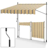 Tubiaz Klemmmarkise Balkon ohne Bohren, markise Balkon 400cm breit mit Handkurbel, Höhenverstellbare, UV-beständig und wasserdicht Klemmmarkise für Terrasse Balkon, Gelb-Blau