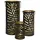 MARELIDA Windlicht Set Blattmotiv Farn Metall Schwarz/Gold