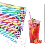 50 Stück Hart Wiederverwendbare Strohhalme, Spülmaschinengeeignet strohhalme plastik, Trinkhalme für Smoothies, Saft, Cocktail, Heißgetränk(0,25 Zoll Durchmesser, 9.05 Zoll lang) (50)
