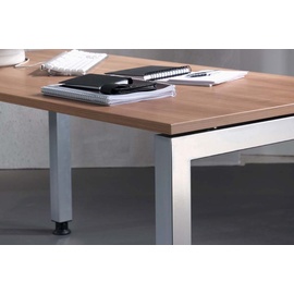 Hammerbacher Ergonomic Plus J-Serie VJS16/W/S Schreibtisch weiß rechteckig, 4-Fuß-Gestell silber 160,0 x 80,0 cm