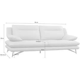 Calia Italia 2,5-Sitzer CALIA ITALIA "Cezanne, italienisches Design trifft erstklassigen Sitzkomfort, Leder", gelb (355 senape mit weißer kontrastnaht), B:195cm H:90cm T:109cm, Sofas, Edles Designsofa in besonders langlebigen & pflegeleichten Lederarten