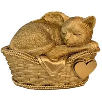 Monello Katzenurne Katze in Körbchen bis ca. 9 kg Tiergewicht individuelle Gravur auf Wunsch Katzenurne für Zuhause (Gold)