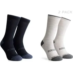 Radsport Winter Lange Fahrradsocken 2er-Pack Merinowolle grau|blau 44/47