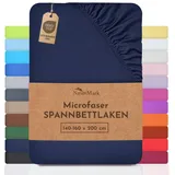 NatureMark Spannbettlaken Mikrofaser-Polyester 140 x 200 - 160 x 200 cm Navy blau