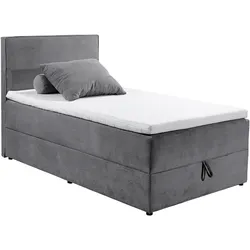 Boxbett ED EXCITING DESIGN "Larnaca", grau (dunkelgrau), B:120cm L:213cm, 92% Polyester, 8% Nylon, Komplettbetten, Bezug aus Cord, inkl. Topper und Bettkasten