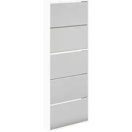 vidaXL Schuhschrank 63 x 170 x 17 cm mit Spiegel / weiß