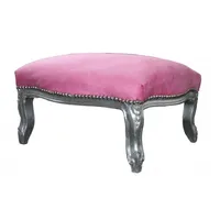 Casa Padrino Barock XXL Fußhocker Mod3 Rosa / Silber