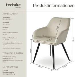 Tectake Marilyn 4 St. Samt creme/schwarz