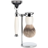 Mühle SOPHIST 3-tlg. Silberspitz Rasier-Set Griffe weißes Porzellan Gillette® Mach3® Rasur   Herren 