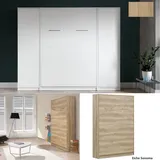 QMM TraumMöbel Schrankbett Klappbett VB 140 x 200 mit 2 Schränken (Möbel-Set, 3-St., Schrankbett vertikal 140x200, 2 Schränke) Farbauswahl braun