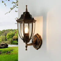 Licht-Erlebnisse Wandlampe Außen Aluminium Glas in Schwarz Kupfer IP44