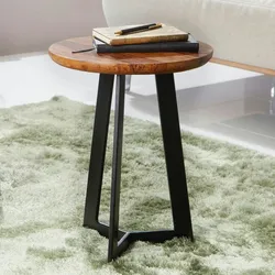 Kadima Design Massiver Industrial-Beistelltisch, Holz und Metall, Einzigartige Maserung, Vielseitig. 35x35x45 cm