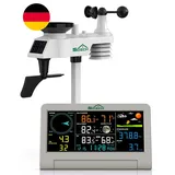 SQECH Wetterstation Funk Mit Windmesser Und Regenmesser, Außensensor, 7-In-1 Wet