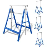Jiubiaz 4x Gerüstbock Höhenverstellbar 80-130 Cm, Klappbarer Arbeitsbock Aus Stahl, Montagebock Blau/zink