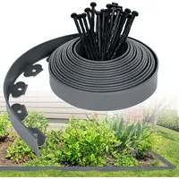 WENNEWU Rasenkante Kunststoff Flexible Rasenkante mit Erdanker Kunststoff Beeteinfassung Gartenzaun Beetumrandung Rasenumrandung Gartendeko Gartenpalisade, Gras- und Steintrennung,Grau,10cm*10m