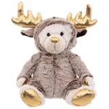 Atmosphera Créateur d'intérieur Weihnachtsplüschfigur Bär verkleidet als Rentier 28 cm bunt