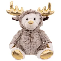 Atmosphera Créateur d'intérieur Weihnachtsplüschfigur Bär verkleidet als Rentier 28 cm bunt