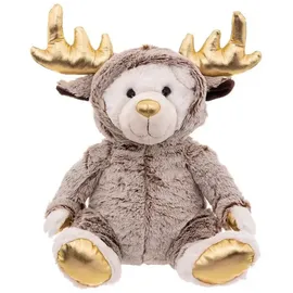 Atmosphera Créateur d'intérieur Weihnachtsplüschfigur Bär verkleidet als Rentier 28 cm bunt