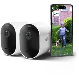 Arlo Pro 5 Überwachungskamera Aussen WLAN, 2K+ HDR Video, Kabellos, Verbesserte Farbnachtsicht, 160° Blickwinkel, Spotlight, 2-Wege Audio, Alarm Sirene Secure Testzeitraum, 2er Set,