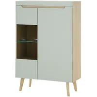 Furn.design Highboard in Pistazie matt und Scandi Eiche Vitrine