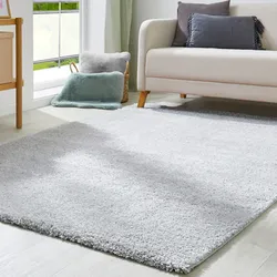 Hochflor-Teppich MY HOME "Canberra", grau, B:60cm H:40mm L:110cm, Polypropylen (PP), Teppiche, Uni Farben, weich & kuschelig, Wohnzimmer, Schlafzimmer