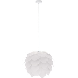 Pendelleuchte rund weiß Hängeleuchte Esszimmer Hängelampe Wohnzimmerleuchte weiß, Blätter zusammengesteckt, 1x E27 Fassung, DxH 42x110 cm