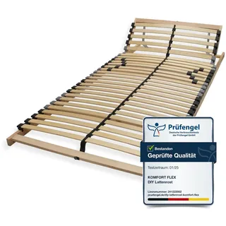 Sleepneo Lattenrost 90x190, Kopfteil verstellbar, Ergonomischer 7 Zonen Lattenrost, Buchenholz, 28 Latten, Hergestellt in Deutschland, Selbstmontage, bis 150Kg