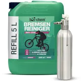 bio-chem Bremsenreiniger Set: 5 L Kanister + Air-Force Druckluft-Sprühflasche wiederbefüllbar für Auto, Motorrad und Fahrrad I Leistungsstarker Entfetter für Scheibenbremsen