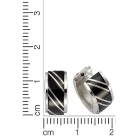 FIRETTI Paar Creolen FIRETTI "Schmuck Geschenk teilweise schwarz", silber (silberfarben, schwarz), Ohrringe, Herren, 13,5mm, Edelstahl, mit Lack