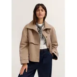 Kurzjacke BUGATTI "Regular Fit", Damen, Gr. 40, beige (70, braun), 65% Baumwolle, 35% Polyester, unifarben, regular fit, Jacken Kurzjacke, kurzer Trenchcoat Style