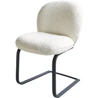 DeLife Freischwinger Nube-Flex Bouclé Weiß Freischwinger flach Schwarz Taschenfederkern,