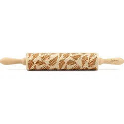 Teigroller FOLKROLL "Farn", braun (holzfarben), L:43cm Ø:6cm, Buchenholz, Teigroller, Keksteig im Handumdrehen mit Motiv versehen