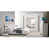 Xlmoebel Schlafzimmer-Set Schlafzimmer Bett mit 2x Nachttische Kleiderschrank Weiß Modern, (4-tlg., Bett / 2x Nachttische / Kleiderschrank), Hergestellt In Europa weiß