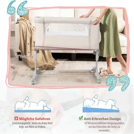 Costway Beistellbett Beige 70 x 140 cm