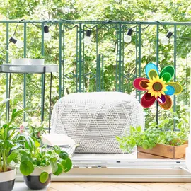 Relaxdays Windrad Blume, dekorativer Blumenstecker, Gartendeko für Balkon oder Terrasse, Hbt 74,5 x 37,5 x 14 cm, bunt