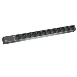 BACHMANN IT PDU ALU 1HE 12x Schutzkontakt, Zuleitung mit Schutzkontaktstecker