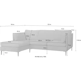 Home Affaire Ecksofa HOME AFFAIRE "Light L-Form", beige (natur), B:235cm H:83cm T:163cm, 100% Polyester, Sofas, Ecksofa, inklusive loser Zierkissen, mit schmalen Armlehnen und Teleskopfüßen