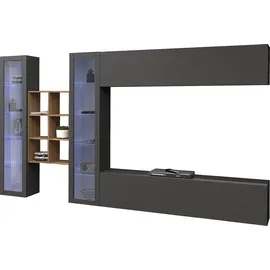 Home Affaire Wohnwand HOME AFFAIRE "Maruska", grau (anthrazit, anthrazit), B:320cm H:180cm T:30cm, Holzwerkstoff, Kastenmöbel-Sets, Wohnwand