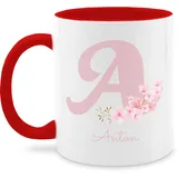 Tasse Tassen 325ml - Anfangsbuchstabe Name - Personalisierte Geschenke mit Anfangsbuchstaben I Geschenkideen mit Namen - 325 ml - Rot - buchstabentasse buchstaben buchstabe mug namenstasse initialen