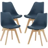 [en.casa] Esszimmerstuhl-Set, Blau, Leder, 49x81x57 cm, Esszimmer, Stühle, Esszimmerstühle, Vierfußstühle