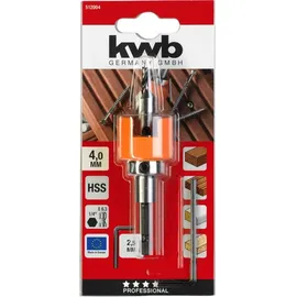 KWB Hartholzbohrer Ø 4 mm mit verstellbarem Tiefenstopp und Senker