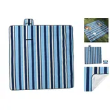 vidaXL Picknickdecke Faltbar Blau und Weiß Gestreift 200x200 cm Samt