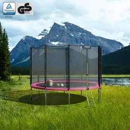 Kinetic Sports Salto Plus 244 cm  inkl. Sicherheitsnetz, Regenplane und Leiter Pink