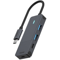Rapoo UCH-4003 USB-C Hub, USB-C auf USB-A & USB 3.2 Gen 1 (3.1 Gen 1) Type-C 5000 Mbit/s Anthrazit