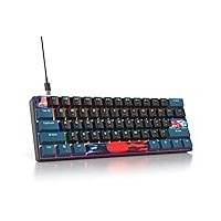 SOLIDEE mechanische Gaming Tastatur 60%,61 Tasten mit Lineare rote Schalter,kabelgebundene mechanische Tastatur mit LED-Hintergrundbeleuchtung,gemischtes Licht kompakte Tastatur(61 Monstor(B))