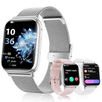 SLOKSFil Smartwatch Damen mit Telefonfunktion 3 Armbänder 1.83" HD Smart watch mit 24H Pulsmess SpO2 Schlafmonitor IP68 Wasserdicht 120+ Sportmodi Schrittzähler Fitness Tracker für iOS Android Silber